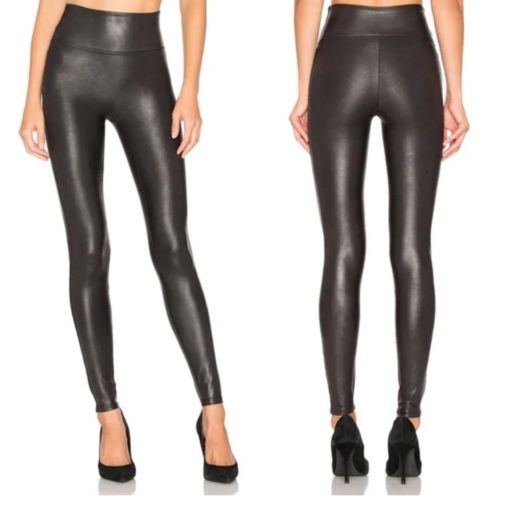 SPANX Faux Leather Black Leggings Size Small